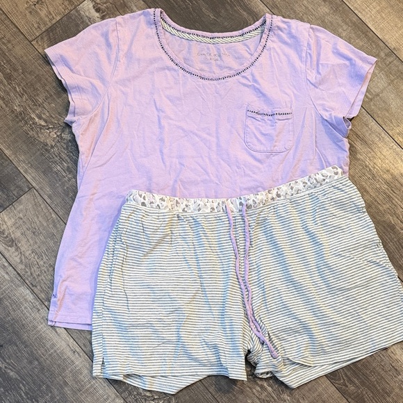 Midnight by Carole Hochman Other - Midnight by Carole Hochman Lilac and Gray Striped Pajama Set